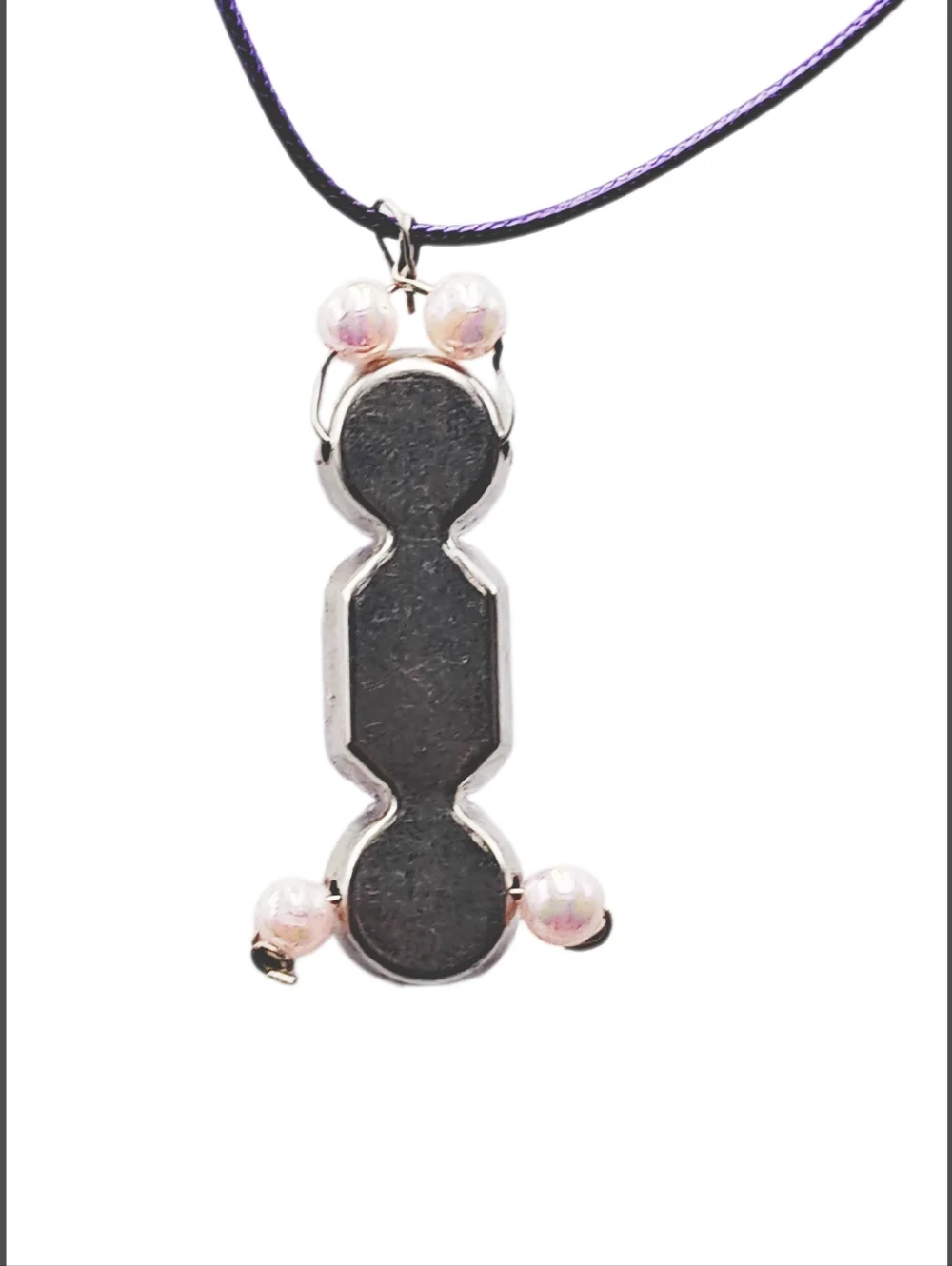 Purple Rhinestones and Pink Beads Pendant on Purpose Cord Necklace. NWOT